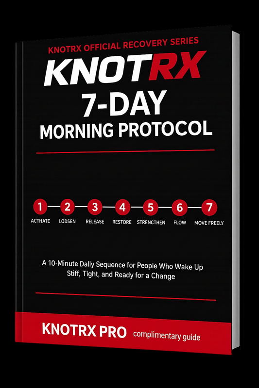 Book titled 'KnotRX 7-Day Morning Protocol' on a black background